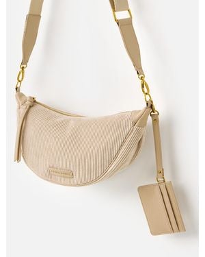 Oliver Bonas Betty Beige Corduroy Crossbody Belt Bag - Natural