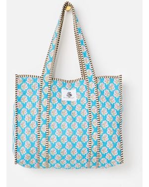 Oliver Bonas Joni Floral Quilted Tote Bag - Blue