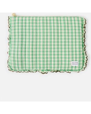 Oliver Bonas Green & Cream Gingham Laptop Case