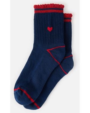 Oliver Bonas & Red Heart Sporty Ankle Socks - Blue
