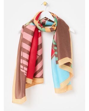 Oliver Bonas Parasol Striped Lightweight Scarf - Red