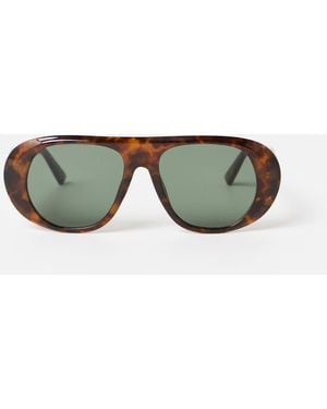 Oliver Bonas Tort Oversized Sunglasses - Green