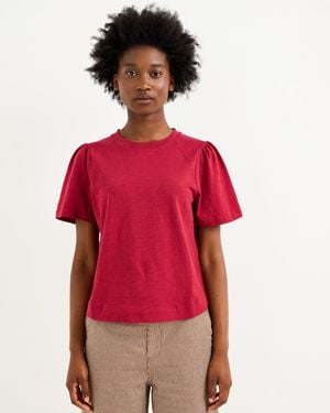 Oliver Bonas Slub Cotton T-shirt, Size 10 - Red