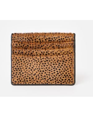 Oliver Bonas Lola Cheetah Print Zipped Card Holder - Brown