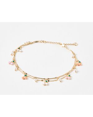 Oliver Bonas Molly Cherry Charm Layered Bracelet - White