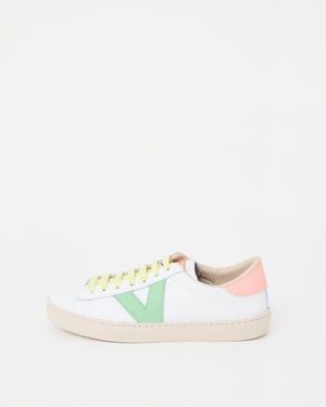Oliver Bonas Victoria Berlin White & Neon Leather Sneakers - Multicolor