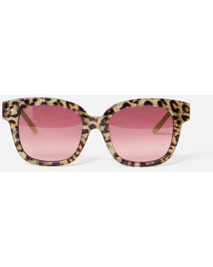 Oliver Bonas Leopard Print Square Acetate Sunglasses - Pink