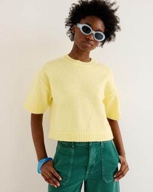 Oliver Bonas Crew Neck Short Sleeve Knitted T-shirt, Size 10 - Yellow