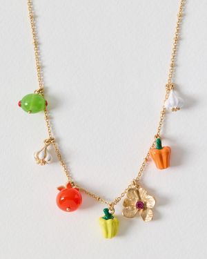 Oliver Bonas Addie Vegetable Charm Necklace - Multicolour