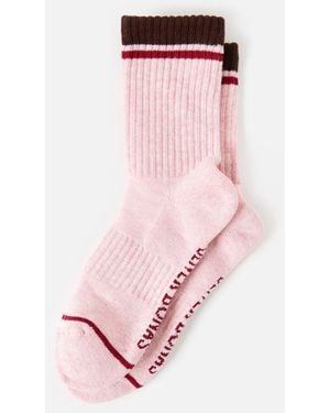 Oliver Bonas Marl Sporty Ribbed Ankle Socks - Pink