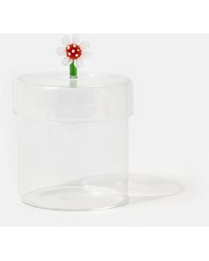 Oliver Bonas Flower Glass Tall Storage Pot - White