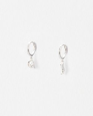 Oliver Bonas Dakota Cowboy Hat & Boot Charm Hoop Earrings - Blue
