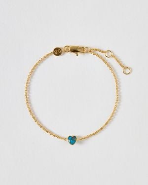 Oliver Bonas Auden Copper Turquoise Inlay Heart Charm Chain Bracelet - White