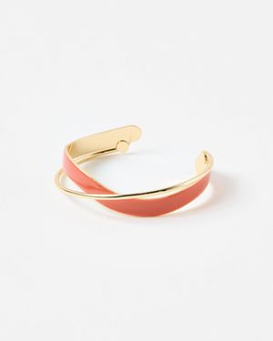 Oliver Bonas Christie Twist Orange Enamel Bangle - White