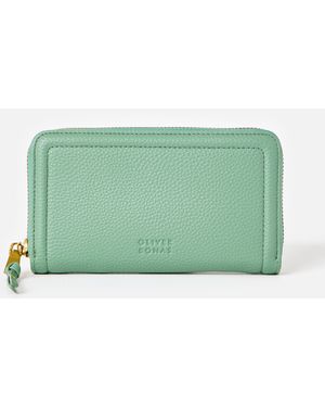Oliver Bonas Maddie Sage Zip Around Purse - Green