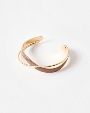 Oliver Bonas Christie Twist Enamel Gold Tone Bangle - White