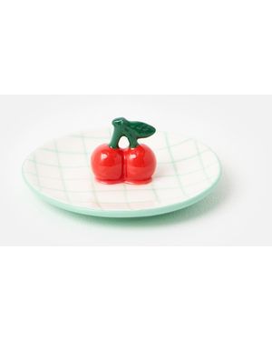 Oliver Bonas Cherry Ceramic Ring Dish - White