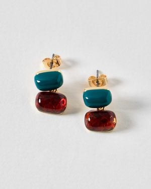 Oliver Bonas Natalia & Brown Resin Drop Earrings - Blue