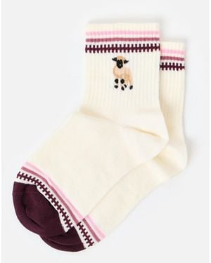 Oliver Bonas Sheep Sporty Ankle Socks - White