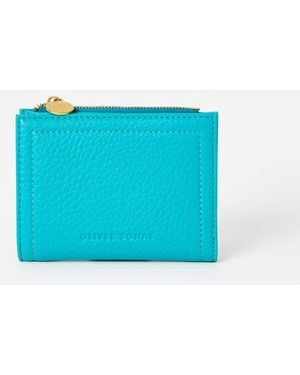Oliver Bonas Kinley Aqua Zipped Purse - Blue