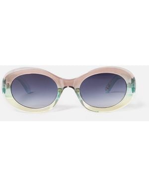 Oliver Bonas Ombre Crystal Oval Sunglasses - Blue