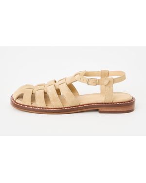 Oliver Bonas Square Toe Suede Fisherman Sandals, Size 3 - Natural