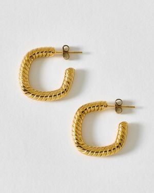 Oliver Bonas Lila Tone Waterproof Textured Square Hoop Earrings - Metallic