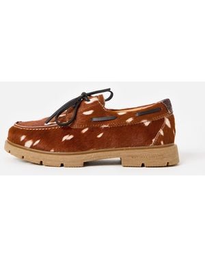 Woden Johanne Animal Print Leather Loafers, Size 3 - Brown