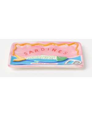 Oliver Bonas Sardines Pink Ceramic Trinket Dish - White