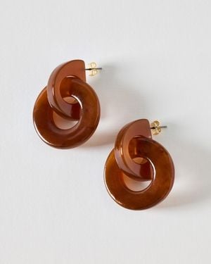 Oliver Bonas Cami Resin Loop Drop Earrings - Brown