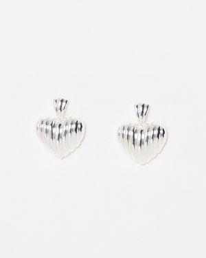 Oliver Bonas Maeva Line Tone Heart Drop Earrings - Natural