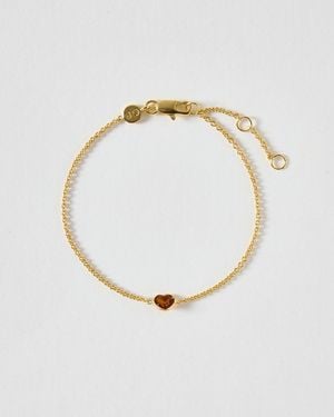 Oliver Bonas Auden Honey Quartz Inlay Heart Charm Chain Bracelet - White