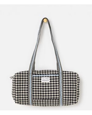 Oliver Bonas Gingham Quilted Duffle Bag - White