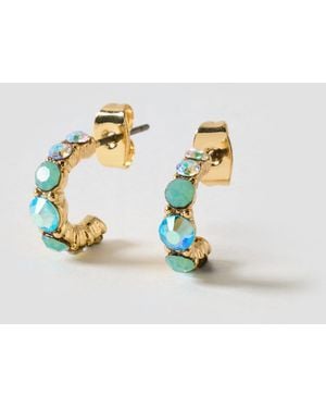 Oliver Bonas Rubie Stone Hoop Earrings - Metallic