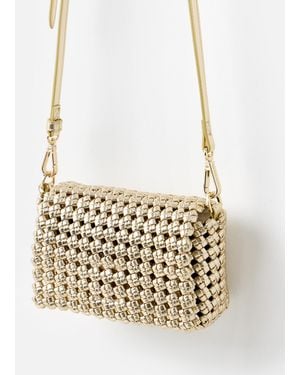 Oliver Bonas Lizzie Metallic Braided Crossbody Bag - White