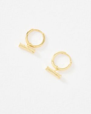 Oliver Bonas Tala Textured T-bar Charm Hoop Earrings - White