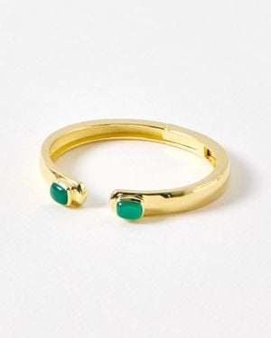 Oliver Bonas Gloria Green Onyx Chunky Cuff Bangle - Metallic