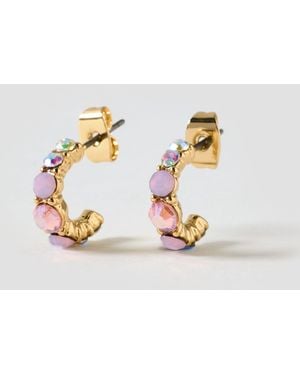 Oliver Bonas Rubie Stone Hoop Earrings - Metallic