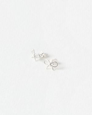 Oliver Bonas Alina Sterling Bow Stud Earrings - White