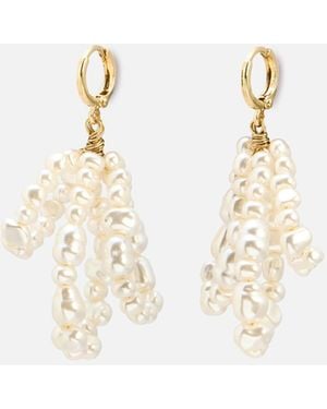 Oliver Bonas Izabel Faux Pearl Loops Statement Earrings - White