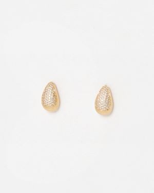 Oliver Bonas Elissa Stone Teardrop Tone Stud Earrings - White