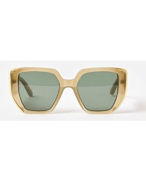 Oliver Bonas & Gold Metal Inlay Oversized Square Sunglasses - Green