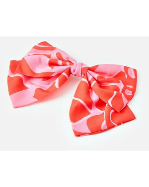 Oliver Bonas & Pink Abstract Hair Bow Clip - Red