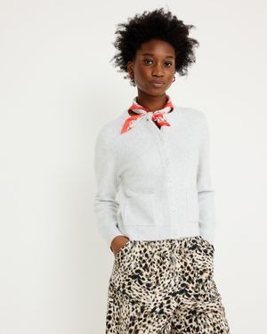 Oliver Bonas Light Crew Neck Knitted Cardigan, Size 10 - White