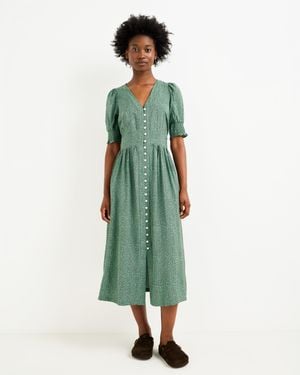 Oliver Bonas & Brown Polka Dot V-neck Midi Dress, Size 4 - Green