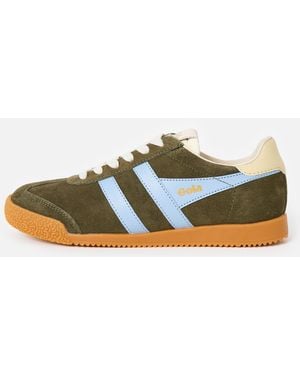 Gola Elan Khaki & Blue Trainers, Size 3 - Green