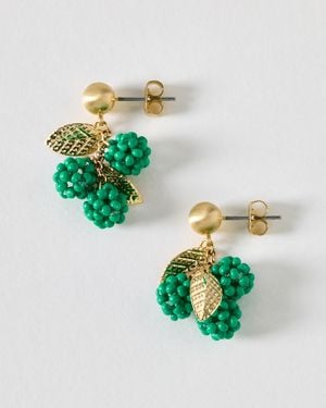 Oliver Bonas Poe Bead Cluster Drop Stud Earrings - Green