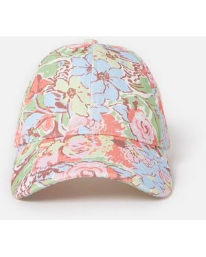 Oliver Bonas Pastel Floral Print Denim Cap Hat - White