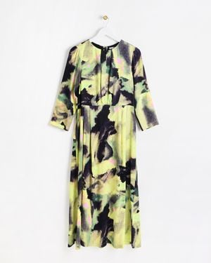Oliver Bonas Infinity Print Long Sleeve Midi Dress, Size 6 - Metallic