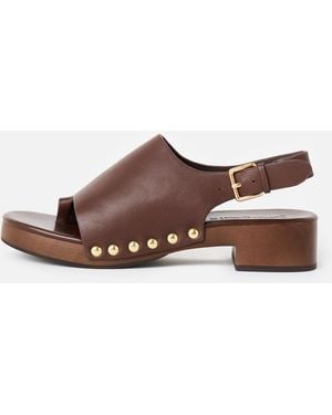 Jeffrey Campbell Pipper Coffee Heeled Clogs, Size 3 - Brown